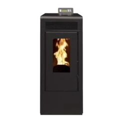 Poêle à Granulés Etanche Canalisable - EMAFLAM ANNA Noir - 12,1 KW -MODERNA Soldes Magasin arianna 14 cana noir face