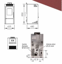 Poêle à Granulés BELLEZA CARINO 7 KW Bordeaux -MODERNA Soldes Magasin belleza carino bordeaux 3