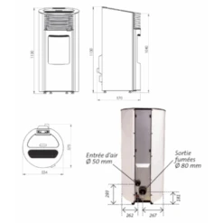 Pack Promo : Poêle à Granulés Etanche Connecté - EMAFLAM REVA Bordeaux - 8.2 KW -MODERNA Soldes Magasin emaflam pack reva bordeaux kit ventouse 13