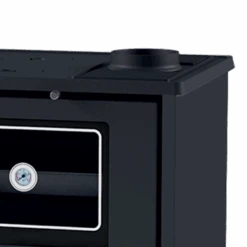 Cuisinière à Bois - BELLEZA Comera Luxe Gris - 7 KW -MODERNA Soldes Magasin focus tuyau