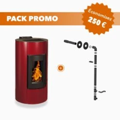 Pack Promo : Poêle à Granulés Etanche Avec Kit Ventouse - EMAFLAM NALA Bordeaux - 8.9 KW