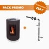 Pack Promo : Poêle à  Granulés Etanche Canalisable Avec Kit Ventouse - EMAFLAM NOVA Noir - 11.4 KW