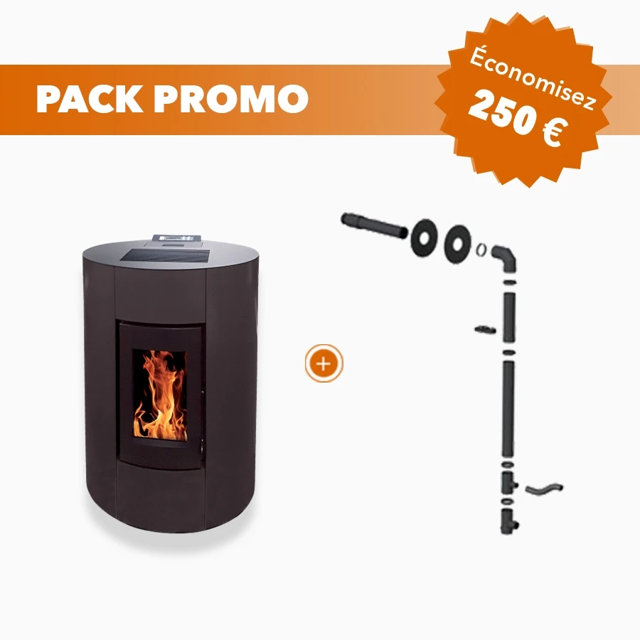 Pack Promo : Poêle à Granulés Etanche Canalisable Avec Kit Ventouse - EMAFLAM NOVA Noir - 11.4 KW 3 Pack Promo : Poêle à Granulés Etanche Canalisable Avec Kit Ventouse - EMAFLAM NOVA Noir - 11.4 KW