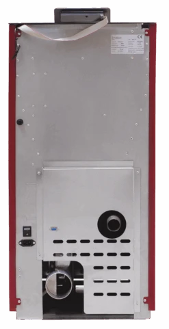 Poêle à Granulés BELLEZA Puerto Rouge 11KW -MODERNA Soldes Magasin milena bordeaux ovale vue dos