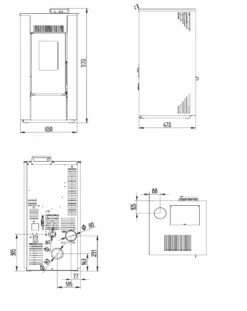 Poêle à Granulés Etanche WiFi - EMAFLAM DALA Noir - 7,92 KW -MODERNA Soldes Magasin schema technique lina 1